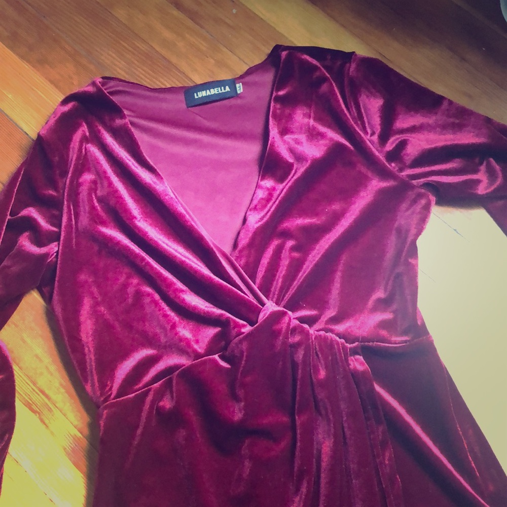 Red velvet cocktail dress